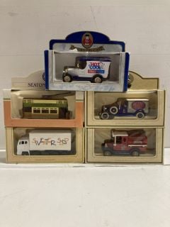 5 X VINTAGE COLLECTABLE METAL CARS TO INCLUDE SEATON TRAMWAY