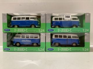 4 X NEX VINTAGE COLLECTABLE 1963 VOLK WAGON CAMPERVANS