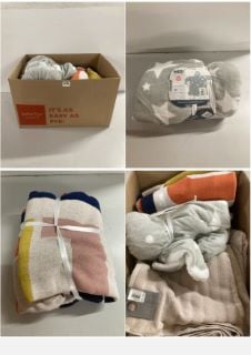 BOX OF JOHN LEWIS & PARTNERS SOFT FURNISHINGS TO INCLUDE VARIOUS BLANKETS (CAGE NUMBER 711112)