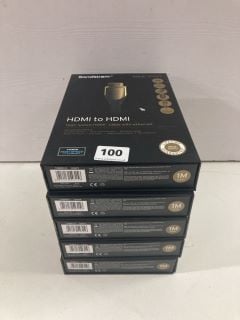 5 X SANDSTROM ONE METRE HDMI TO HDMI CABLES