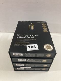 4 X SANDSTROM 3 METRE ULTRA SLIM DIGITAL OPTICAL CABLES