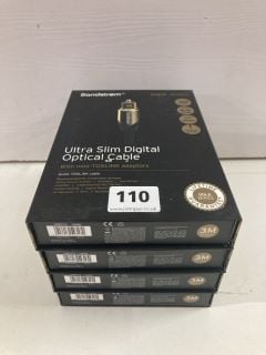 4 X SANDSTROM 3 METRE ULTRA SLIM DIGITAL OPTICAL CABLES