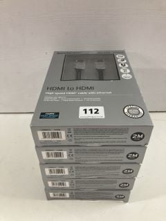 5 X SANDSTROM TWO METRE HDMI TO HDMI CABLES