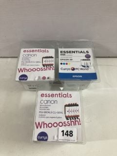 3 X CANON ESSENTIALS PRINTER INK CARTRIDGE PACKS