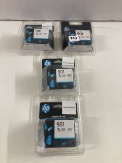 4 X HP 901 BLACK INK PRINTER CARTRIDGES