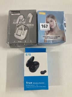 3 X PAIRS OF WIRELESS EARBUDS WITH CHARGING CASES