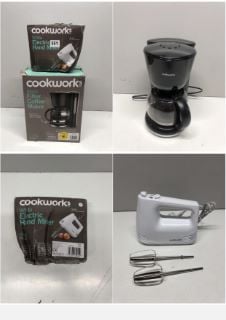 COOKWORKS COFFEE MAKER AND HAND MIXER