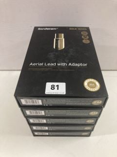 5 X TWO METRE SANDSTROM AERIAL LEADS WITH ADAPTORS