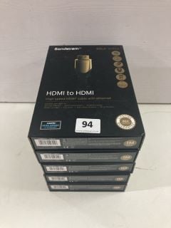 5 X SANDSTROM ONE METRE HDMI TO HDMI CABLES