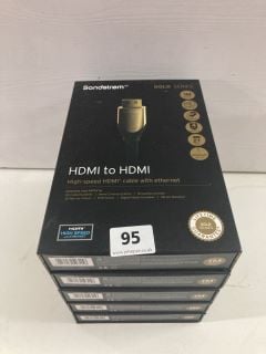 5 X SANDSTROM ONE METRE HDMI TO HDMI CABLES