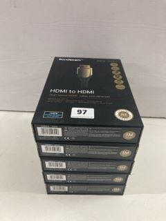 5 X SANDSTROM ONE METRE HDMI TO HDMI CABLES