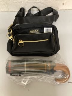 2 X BARBOUR ITEMS TO INC BARBOUR INTERNATIONAL BAG AND BARBOUR UMBRELLA