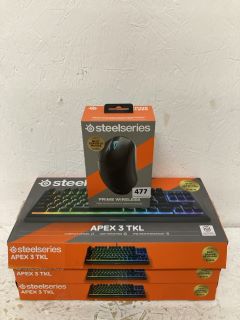 3 X STEELSERIES APEX 3 TKL GAMING KEYBOARD INC STEELSERIES PRIMA WIRELESS