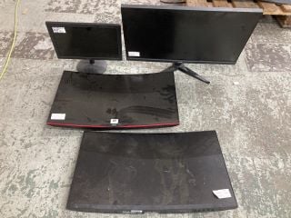 4 X MONITORS INC AOC 27" CURVED MONITOR (SMASHED, SALVAGE, SPARES)