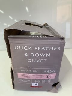 JOHN LEWIS NATURAL DUCK FEATHER & DOWN DUVET - KINGSIZE 225 X 220 CM TOG 4.5+9