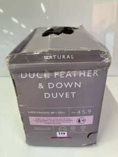 JOHN LEWIS NATURAL DUCK FEATHER & DOWN DUVET - KINGSIZE 225 X 220 CM TOG 4.5+9