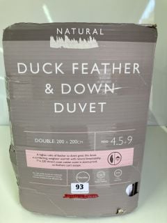 JOHN LEWIS NATURAL DUCK FEATHER & DOWN DUVET - DOUBLE 200 X 200CM TOG 4.5 + 9