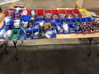 QTY OF ASSORTED PARTS TO INCLUDE BOLTS, WASHERS, PIPE CLAMPS AND CABLE TIES