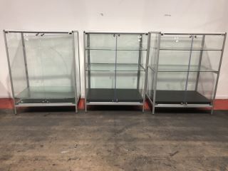 3 X METAL FRAMED GLASS DISPLAY CABINETS