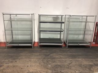 3 X METAL FRAMED GLASS DISPLAY CABINETS