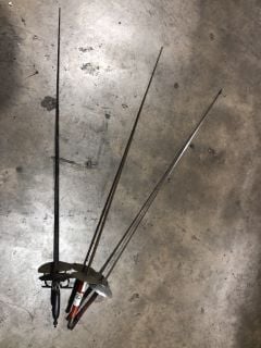 *18+ ONLY* 108CM METAL LEON PAUL FENCING RAPIER WITH CUSHIONED KNUCKLE GUARD TO INCLUDE 104CM REPLICA METAL RAPIER IN BLACK TO INCLUDE 105CM TOLEDO FENCING RAPIER WITH RED HANDLE