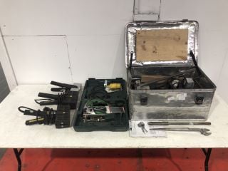 HITACHI CJ 110MV JIGSAW & STEEL PRESS TOOL TO INCLUDE 5X HEAT PRESSES