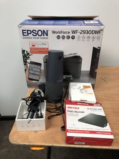 QTY OF ITEMS TO INCLUDE NUROUM CONFERENCE SPEAKER & EPSON WORKFORCE WF-2930DWF