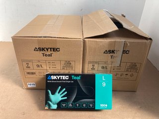 2 X MULTI-PACK SKYTEC TEAL NITRILE DISPOSABLE GLOVES: LOCATION - D13