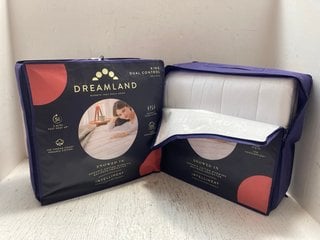 2 X DREAMLAND KING DUAL CONTROL SNOWED COTTON WARMING MATTRESS PROTECTORS - COMBINED RRP £250: LOCATION - A0