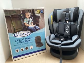 GRACO JUNIOR MAXI I-SIZE R129 HIGH BACK KIDS CAR SEAT TO INCLUDE REECLE 360 ZA06 INFANT CAR SEAT - RRP £110: LOCATION - A12