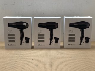 3 X BABYLISS PRO BLACK MAGIC HAIR DRYERS: LOCATION - A15