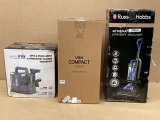 3 X HOUSEHOLD APPLIANCES TO INCLUDE RUSSELL HOBBS ATHENA UPRIGHT VACUUM: LOCATION - B10