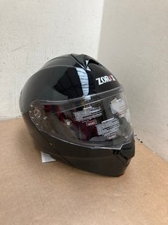 ZORAX ECE 22R06 SHIMMER FINISH MOTORCYCLE HELMET IN BLACK - UK SIZE X-LARGE: LOCATION - B5