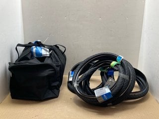 THERMOMIX VORWERK LARGE DUFFLE BAG IN BLACK TO INCLUDE QTY OF SCHWALBE SMART TWIN SKIN COMPOUND RUBBER WHEELS: LOCATION - A15