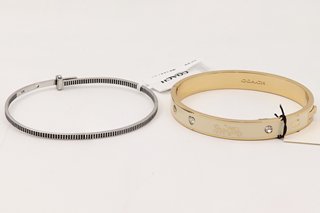 COACH HORSE & CARRIAGE EMBELLISHED BRACELET IN GOLD - RRP £125 TO INCLUDE COACH ZIP TIE CUFF BRACELET IN SILVER - RRP £250: LOCATION - B3