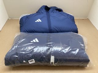 2 X ADIDAS MENS TIRO 24 WINTER JACKETS IN NAVY - UK SIZE SMALL - COMBINED RRP £110: LOCATION - B0