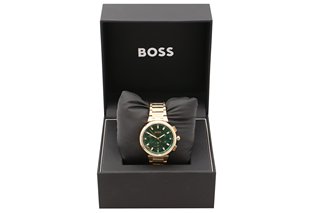 BOSS HB.467.3.34.3788 MENS GOLD & ROYAL GREEN QUARTZ WATCH: LOCATION - A-2