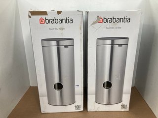 2 X BRABANTIA 30L STAINLESS STEEL TOUCH BINS: LOCATION - C1