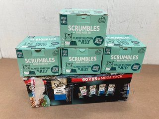 QTY OF CAT FOOD ITEMS TO INCLUDE SCRUMBLES MULTI-PACK CLASSIC SELECTION IN JELLY - EXP 30/03/2026: LOCATION - C10