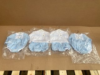 4 X DEOLINDA CORD BABY ROMPER/2PC OUTFITS IN LIGHT BLUE/WHITE - UK 6 MONTHS: LOCATION - C13