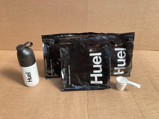 QTY OF HUEL FOOD ITEMS TO INCLUDE HUEL COOKIES & CREAM 1.53KG POWDER BAG - BBE 08/2025: LOCATION - C14