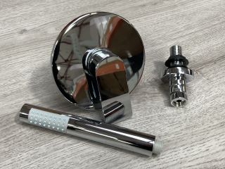 PURE CONCEALED VALVE IN CHROME WITH PENCIL STYLE HANDSET & CHROME FIXED SHOWER HEAD FITTING KIT - RRP £325: LOCATION - RACKING 1