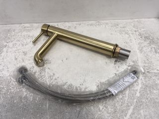 HIGH MONO BASIN MIXER TAP IN BRUSHED BRASS - RRP £225: LOCATION - RACKING 3