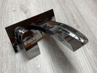 WALL MOUNTED WATERFALL SPOUT BASIN MIXER IN CHROME - RRP £235: LOCATION - RACKING 1