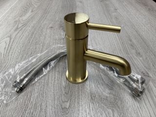 MONO BASIN MIXER TAP IN BRUSHED BRASS - RRP £205: LOCATION - RACKING 1