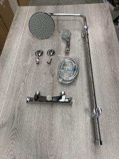 THERMOSTATIC BAR SHOWER VALVE IN CHROME WITH RISER RAIL, ROUND FIXED SHOWER HEAD WITH HANDSET & HOSE - RRP £685: LOCATION - RACKING 1