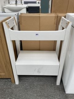 (COLLECTION ONLY) FLOOR STANDING 1 DRAWER WASH STAND IN WHITE WOOD GRAIN 600 X 300 X 830MM - RRP £2235: LOCATION - D4