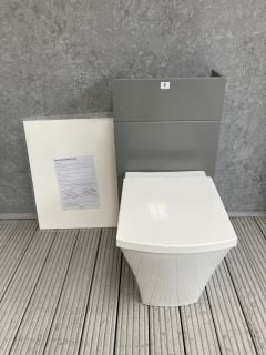 (COLLECTION ONLY) 450 X 210MM W/C UNIT IN GLOSS DOVE GREY WITH A WHITE SOLID SURFACE 600 X 450MM TOP, BTW PAN & SEAT WITH CONCEALED CISTERN FITTING KIT - RRP £780: LOCATION - PHOTO BOOTH