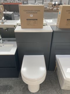 (COLLECTION ONLY) 570 X 230MM W/C UNIT IN MATT ANTHRACITE & WHITE WITH BTW PAN & SEAT WITH CONCEALED CISTERN FITTING KIT - RRP £780: LOCATION - D3