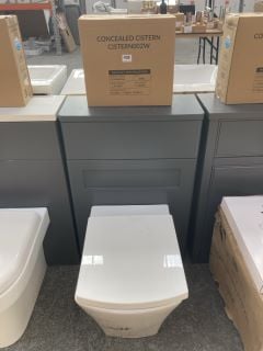 (COLLECTION ONLY) 570 X 230MM W/C UNIT IN MATT GREY WITH BTW PAN & SEAT WITH CONCEALED CISTERN FITTING KIT - RRP £780: LOCATION - D3